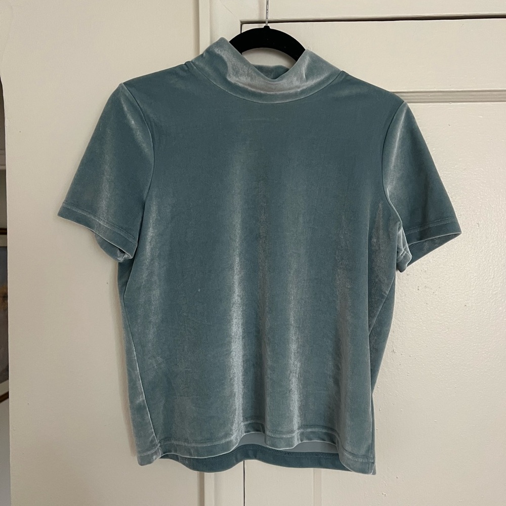 Madewell Velvet Top in Light Blue